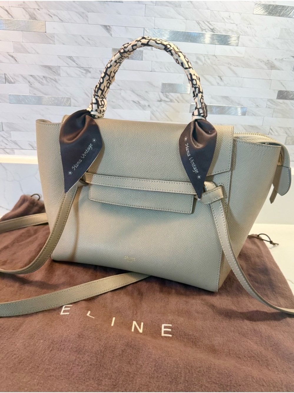 Celine Mini Belt Bag – Taupe Grey Grained Calfskin - Picture 3 of 16
